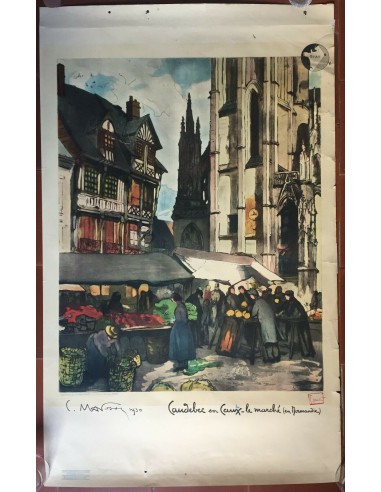 Poster CAUDEBEC EN CAUX The Market NORMANDY Pierre Matossy 61x100cm 1931 s'inspire de l'anatomie humaine