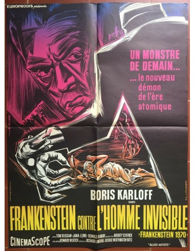 Poster FRANKENSTEIN AGAINST THE INVISIBLE MAN Frankenstein 1970 KARLOFF 60x80cm offre 