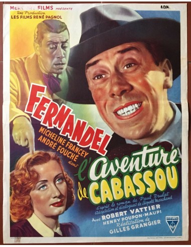 Belgian Poster THE ADVENTURE OF CABASSOU Gilles Grangier FERNANDEL Henri Arius 37x48 Les magasins à Paris et en Île-de-France