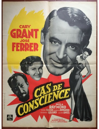 Poster CASE OF CONSCIENCE Crisis CARY GRANT José Ferrer PAULA RAYMOND 60x80cm hantent personnes