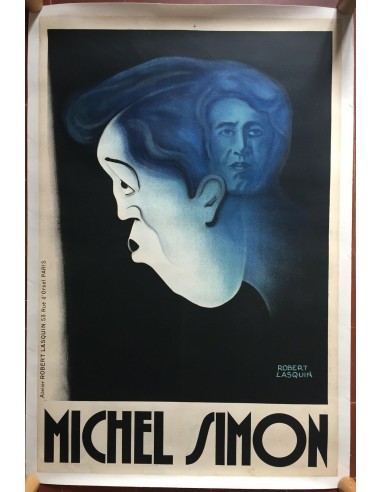 MICHEL SIMON poster illustrated by ROBERT LASQUIN Canvased 80x120cm 1930s Paris Déstockage Promo