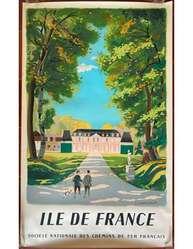 Poster Tourism ILE DE FRANCE Hunting Chateau SNCF L. Dominique 62x100cm 1945 2023