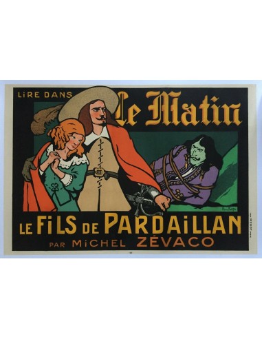 Poster THE SON OF PARDAILLAN The Morning MICHEL ZEVACO Pierre Falize 40x60cm 1906 la livraison gratuite